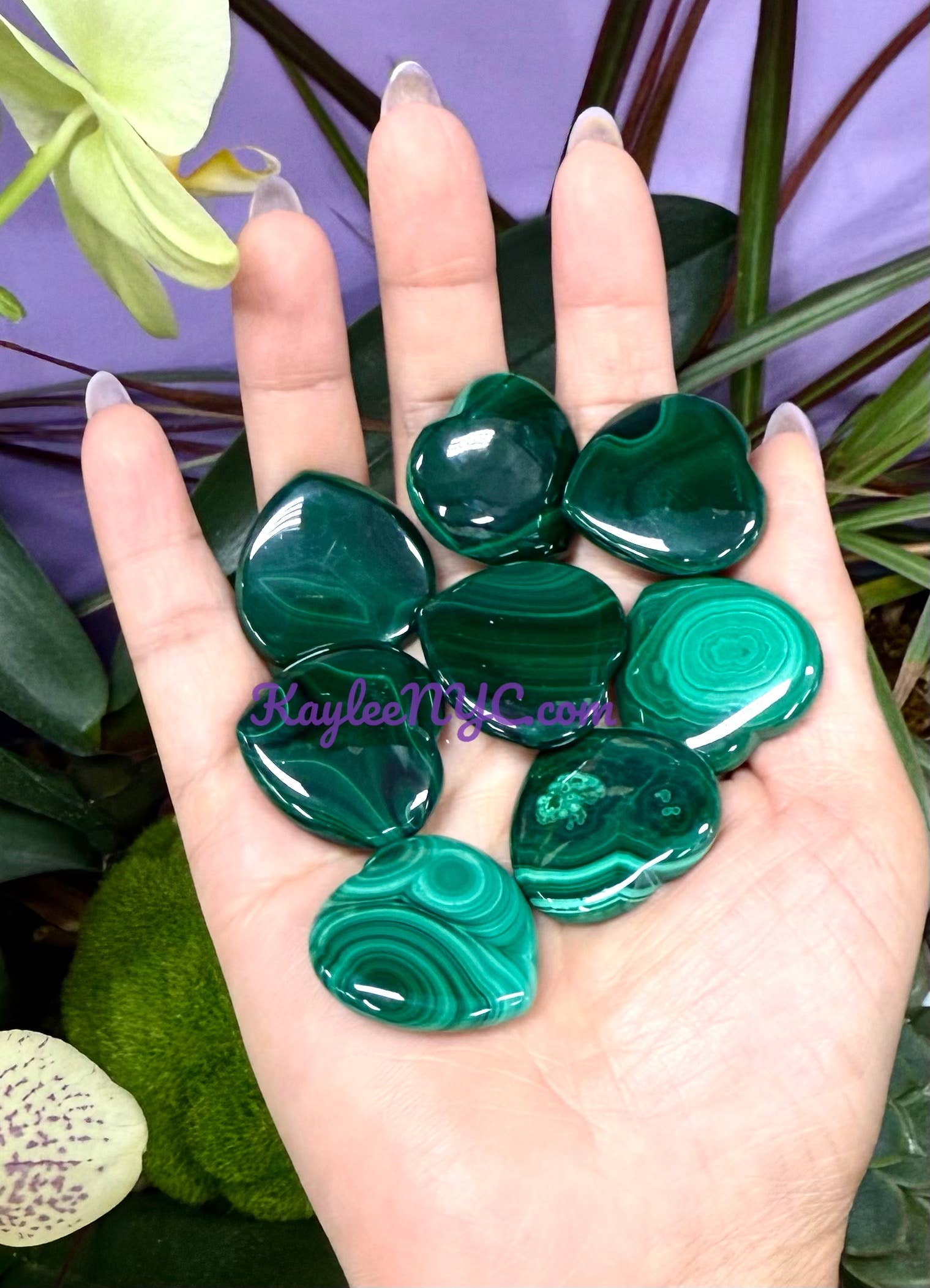 KayleeNYC - Wholesale Spiritual Stone/Crystal - Natural Malachite Hearts 28mm Crystals Healing Energy3