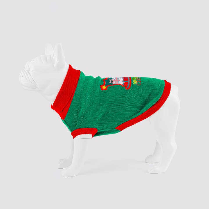 Hugo & Hudson - Venta al por mayor Jersey - Perros - Suéter navideño con cuello alto y trineo de Santa para perro1