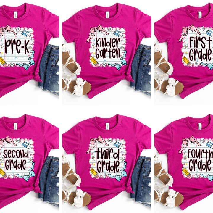 Notizbuch Girly Coquette Schleife Zurück zur Schule #2202 DTF Transfer für den Großhandel von Flawless Transfers