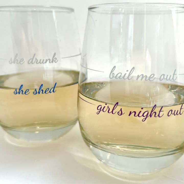 Pourtions Just Right - Wholesale Wine Glass - Stemless Wine Glass Set | Ladies' Night-Set of 2