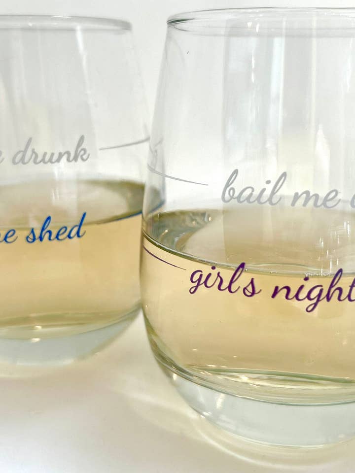 Stemless Wine Glass Set | Ladies' Night-Set of 2 for wholesale by Pourtions Just Right