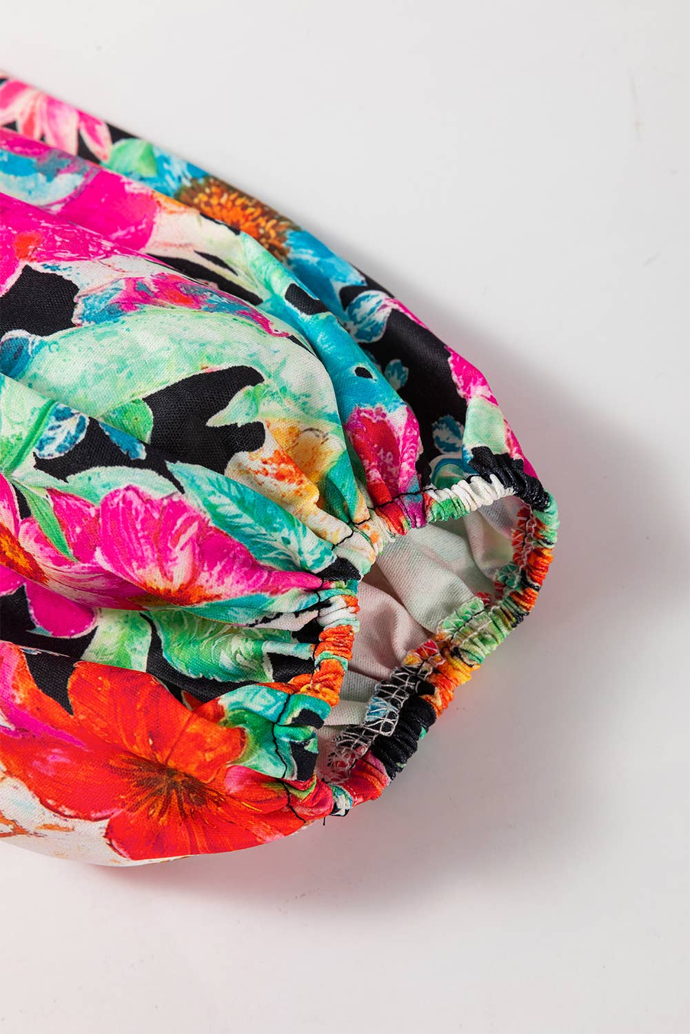 Multicolor Floral Print Bubble Sleeve V Neck Ruffled Blouse for wholesale on Faire5