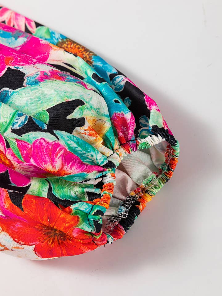 Multicolor Floral Print Bubble Sleeve V Neck Ruffled Blouse for wholesale on Faire5