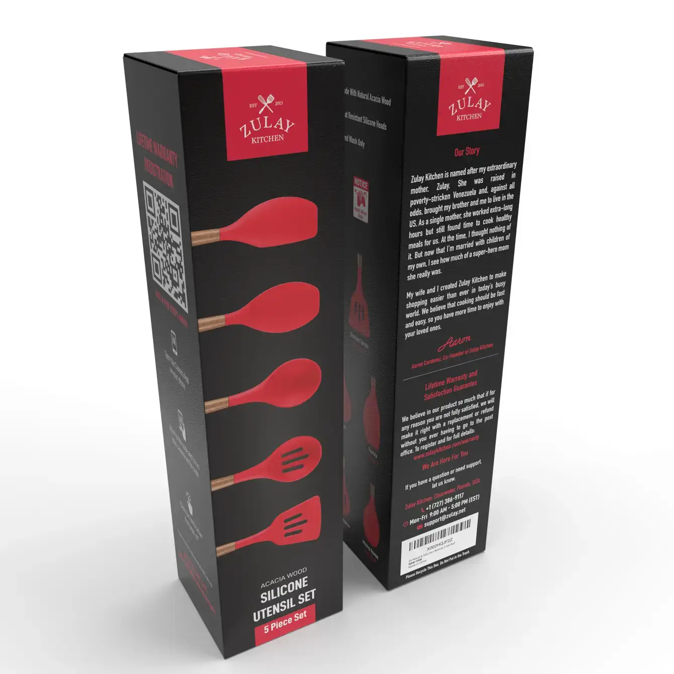 Zulay Kitchen - Wholesale Kitchen Utensil Set - 5-Piece Silicone Utensils Set with Wooden Handles42