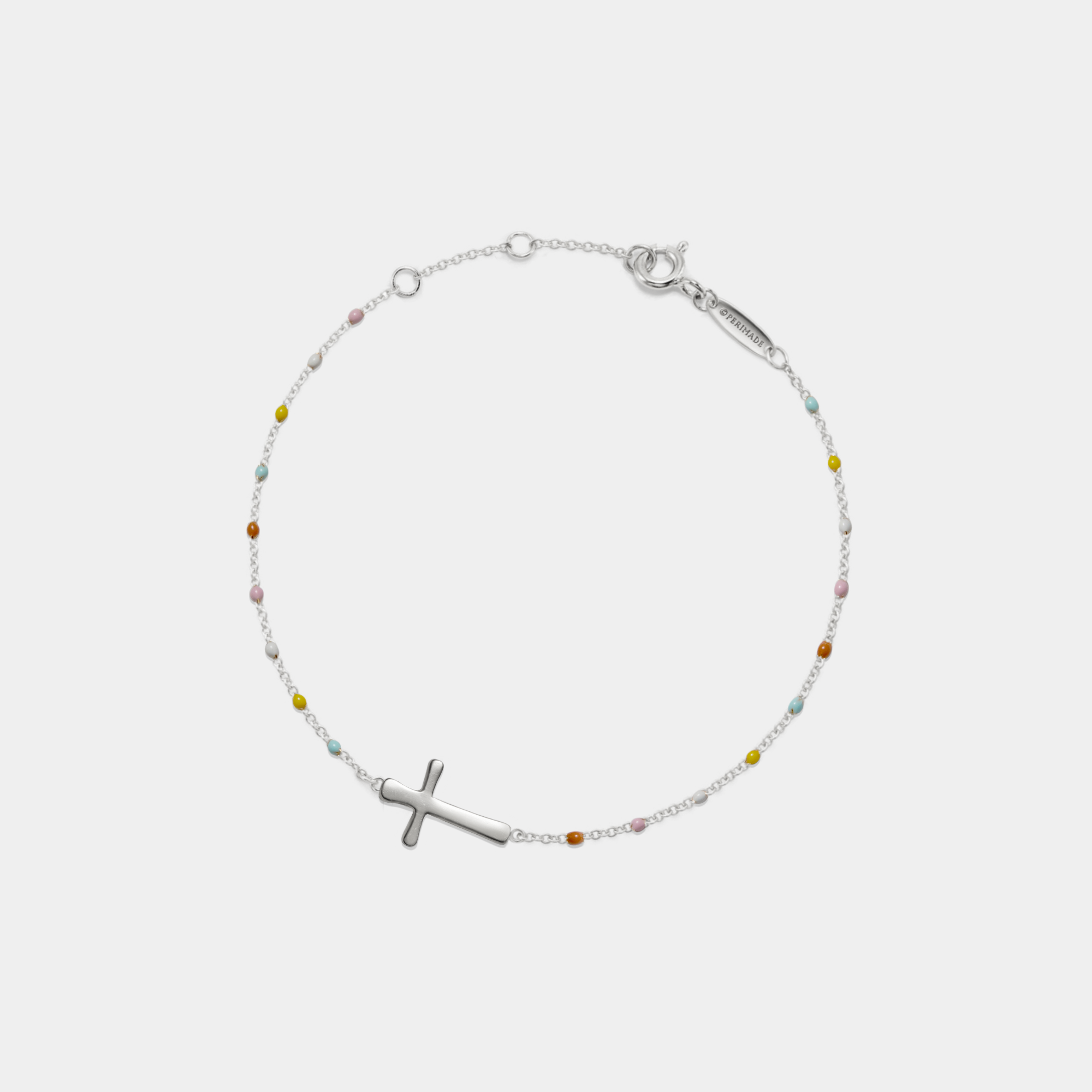 Perimade & Co. LLC - Wholesale Beaded bracelet - Dainty Boho Color Bead Cross Bracelet in 925 Sterling Silver2