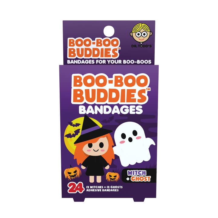 Cerotti per Bambini – Strega + Fantasma (24 Pezzi, Senza Lattice) per la vendita all'ingrosso da parte di Boo Boo Buddies