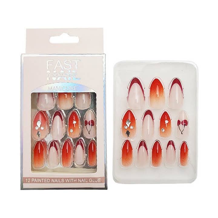 Atlas Fashion - Wholesale Press-On/Fake Nails - Medium Almond Art Press On Nails0