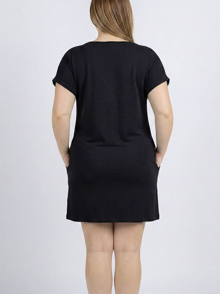 CAPELLA APPAREL - Venta al por mayor Vestido - Mujer - Minivestido con bolsillo y manga casquillo de talla grande2