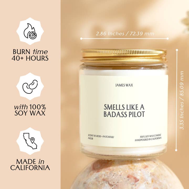 James Wax - Wholesale Jar/Filled Candle - Pilot Gift Smells Like A Badass Pilot Candle For New Pilots For Aviators F453B