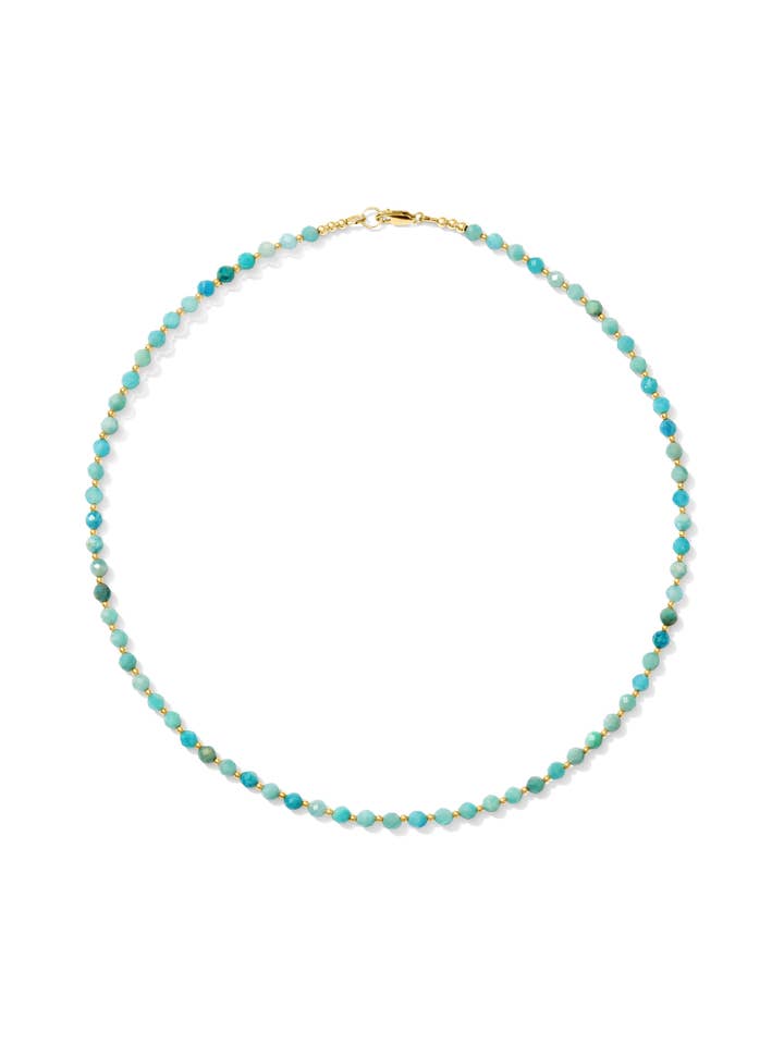 Collier Elley Gemstone - Plaqué or 14K & Amazonite verte pour la vente par Kaylie Dawn Jewelry