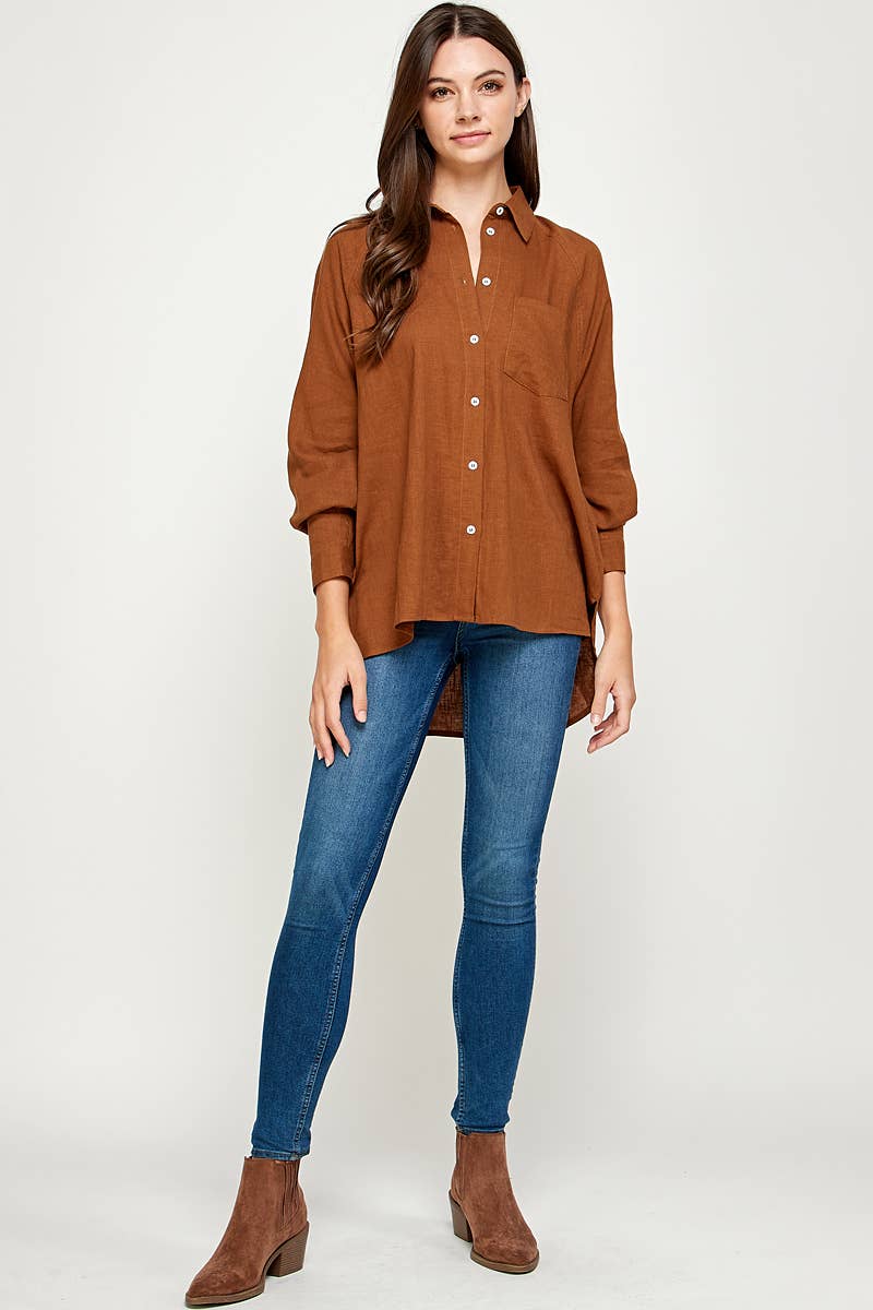 FUN2FUN - Wholesale Button Down Shirt - Women's - LINEN BLEND SHIRT26