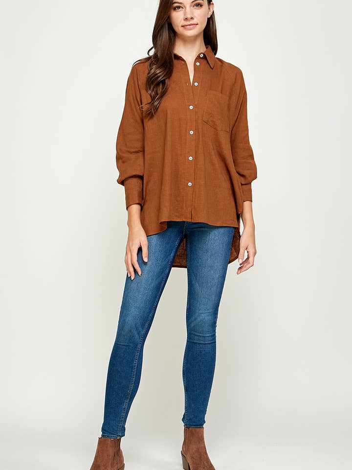 FUN2FUN - Wholesale Button Down Shirt - Women's - LINEN BLEND SHIRT26