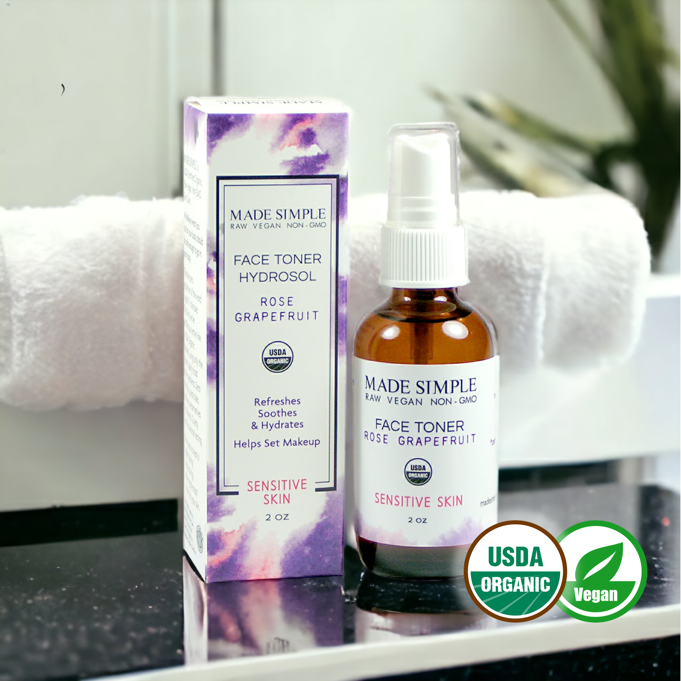 Made Simple Skin Care - Wholesale Facial Toner - Rose Grapefruit Toner for Sensitive Skin - Organic & Vegan 9