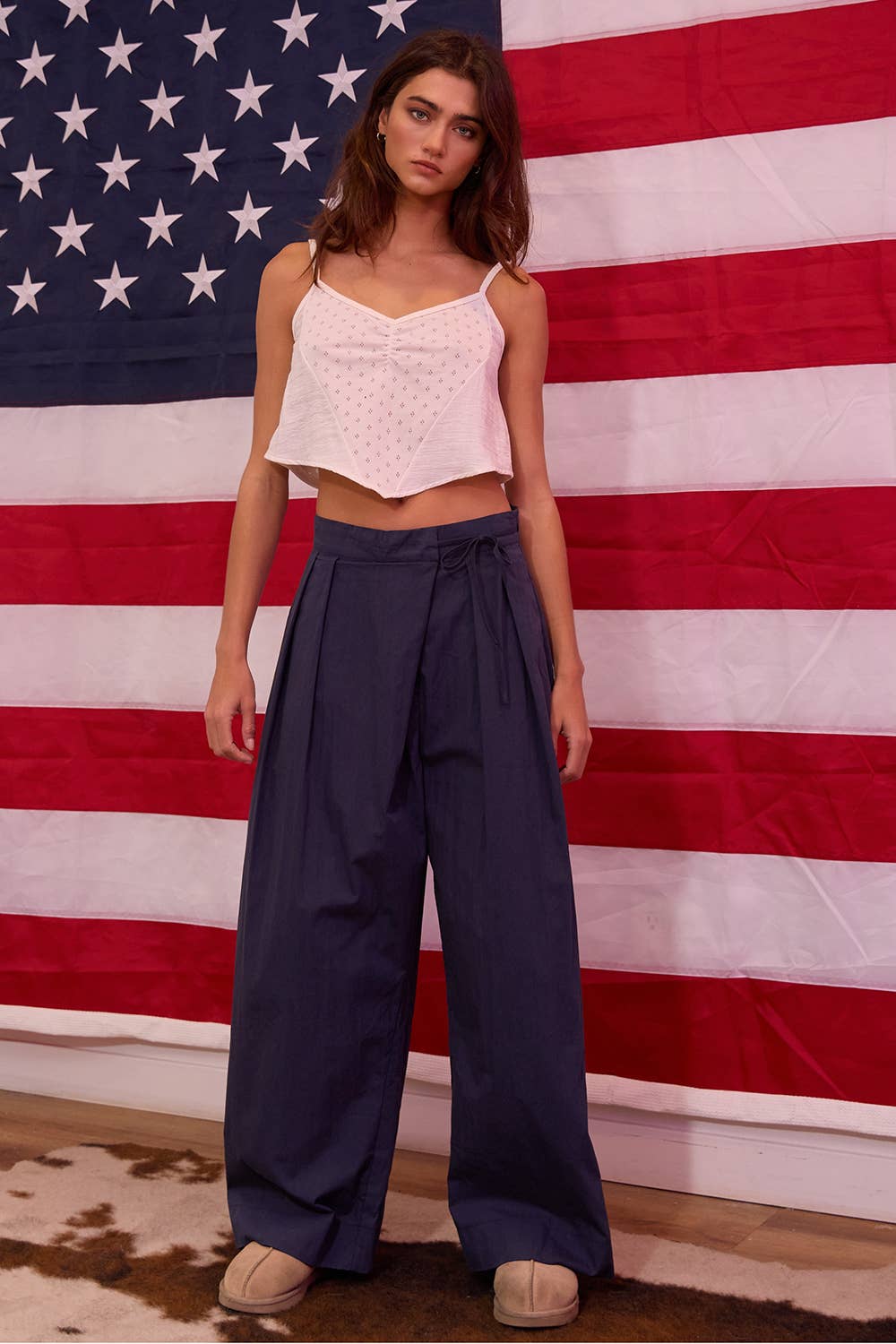 BUCKETLIST INC – wholesale Pants – Women's – IP5551 Overlapping Wrap Waist Tie Wide Leg Pants4