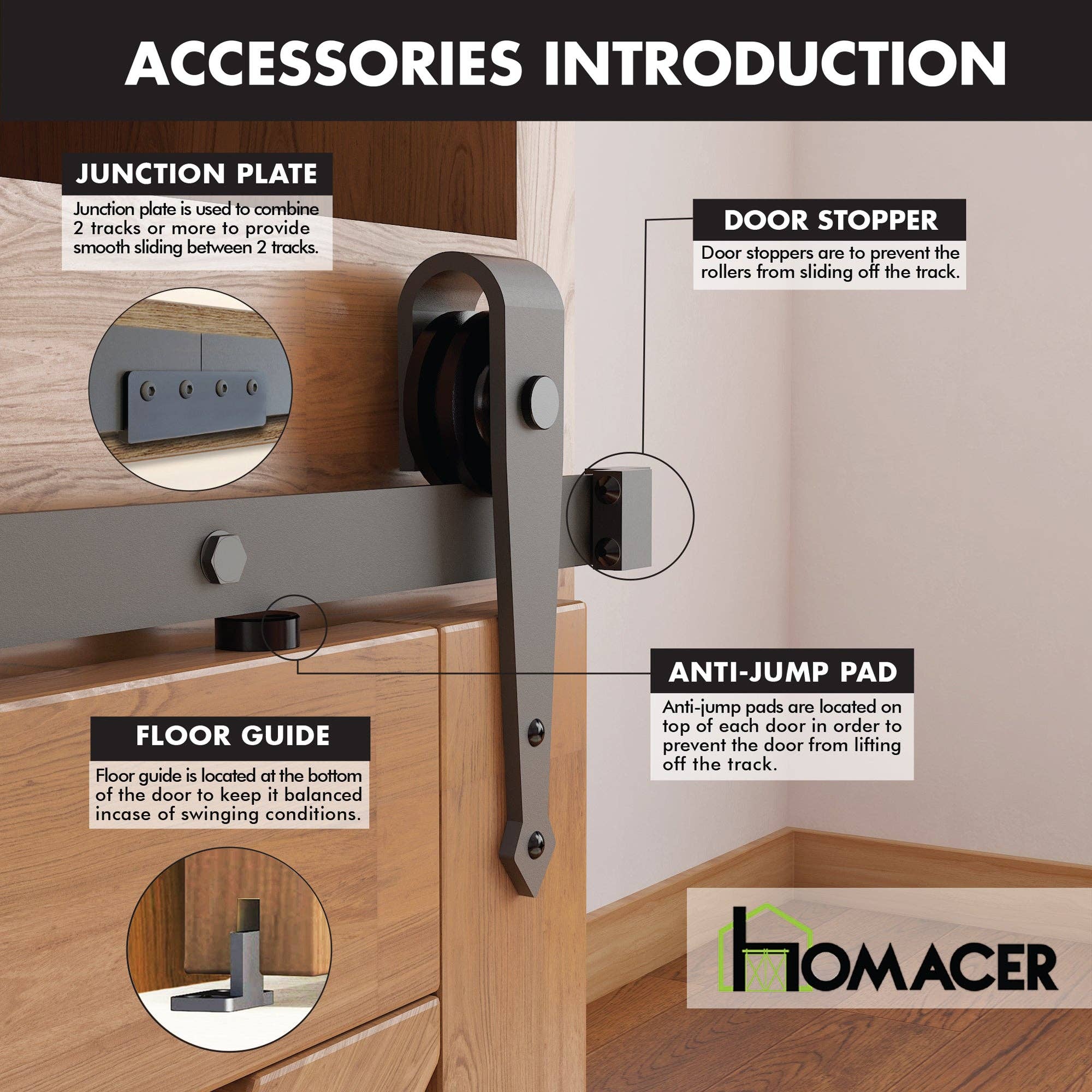 Homacer INC – wholesale Knob/pull – Mini NonBypass Sliding Barn Door Hardware Kit - Arrow Design8