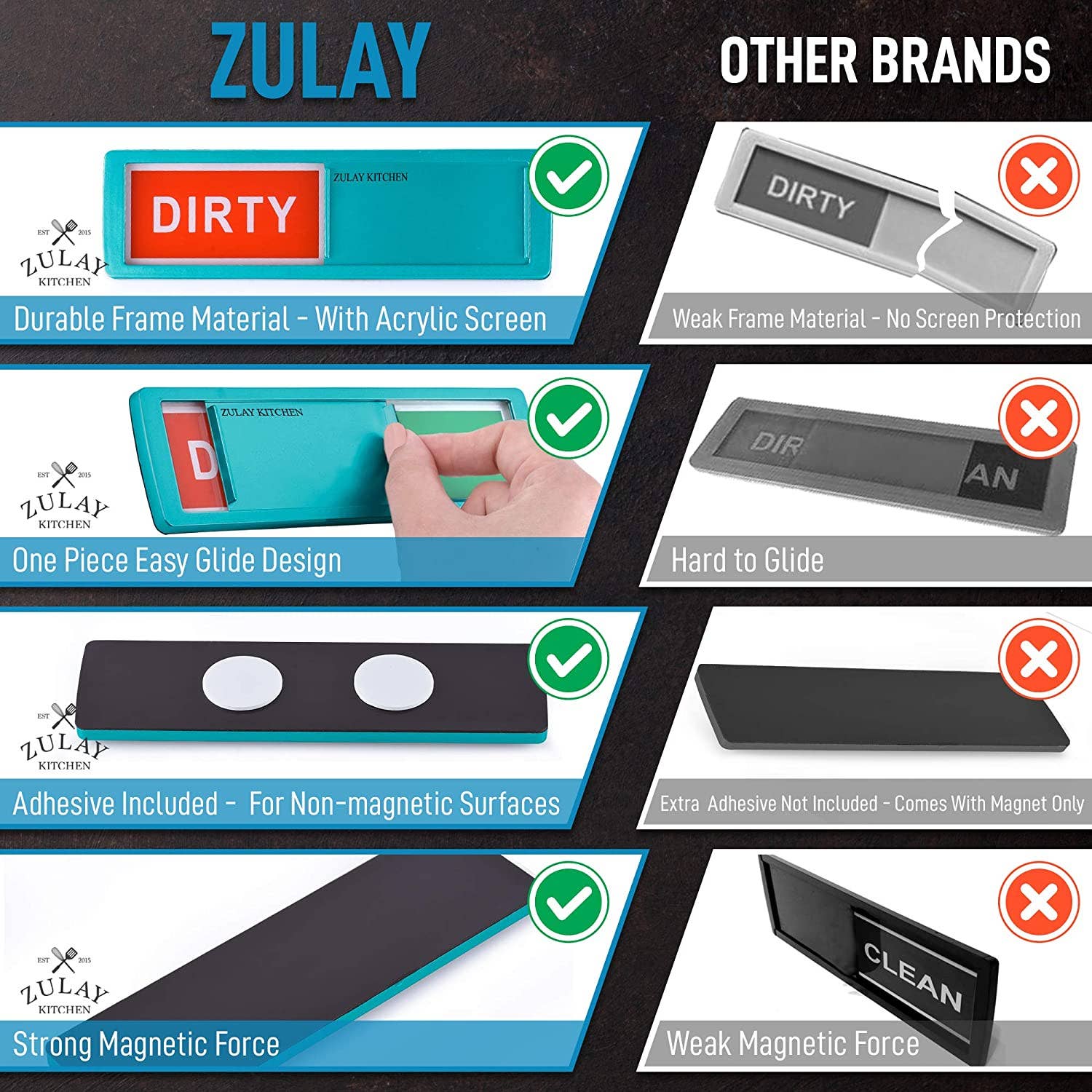 Zulay Kitchen – wholesale Magnet – Dishwasher Clean Dirty Magnet Sign23