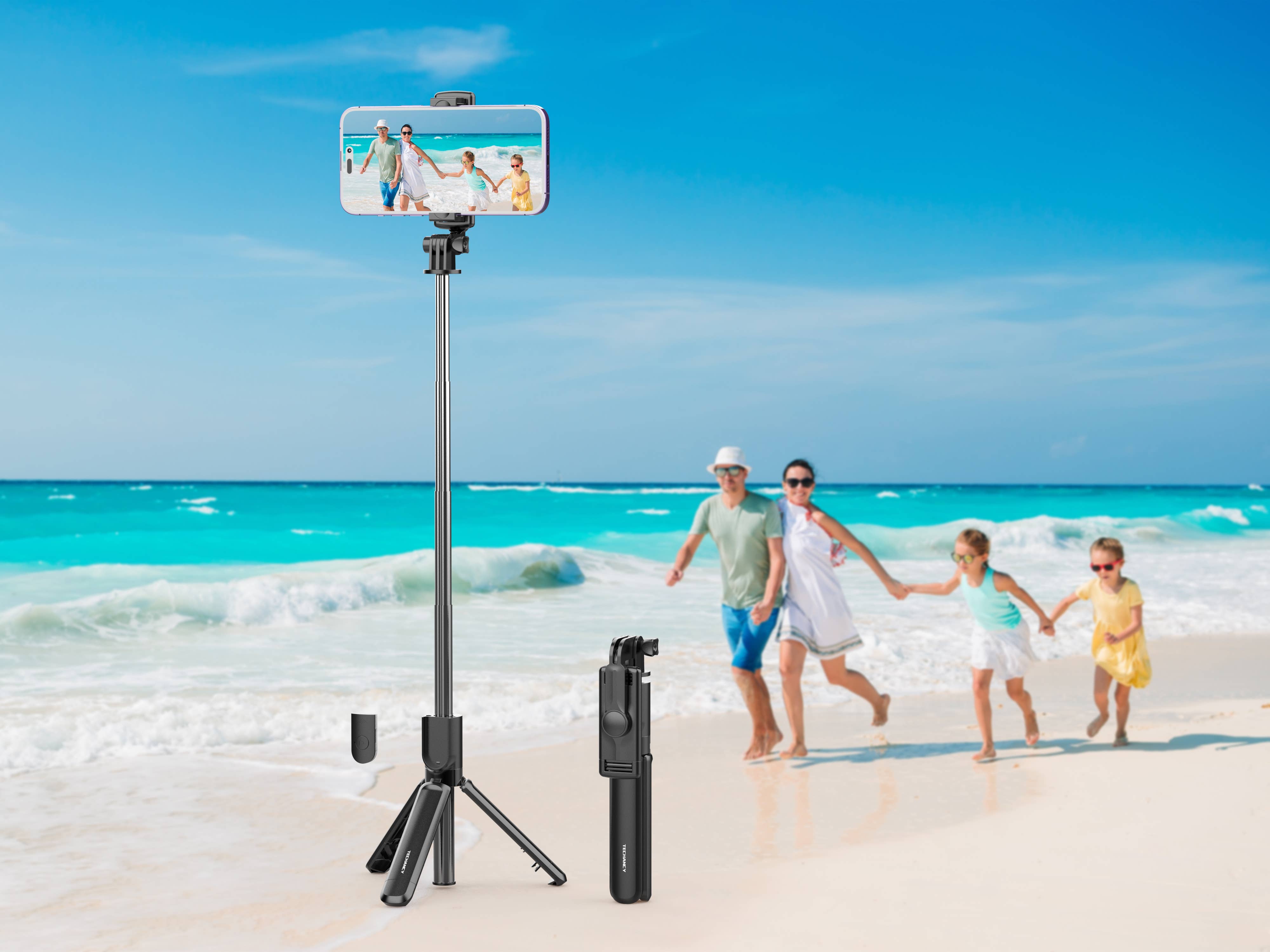 TECHANCY - Vente Perche à selfie - Perche à selfie TECHANCY avec télécommande sans fil et trépied3