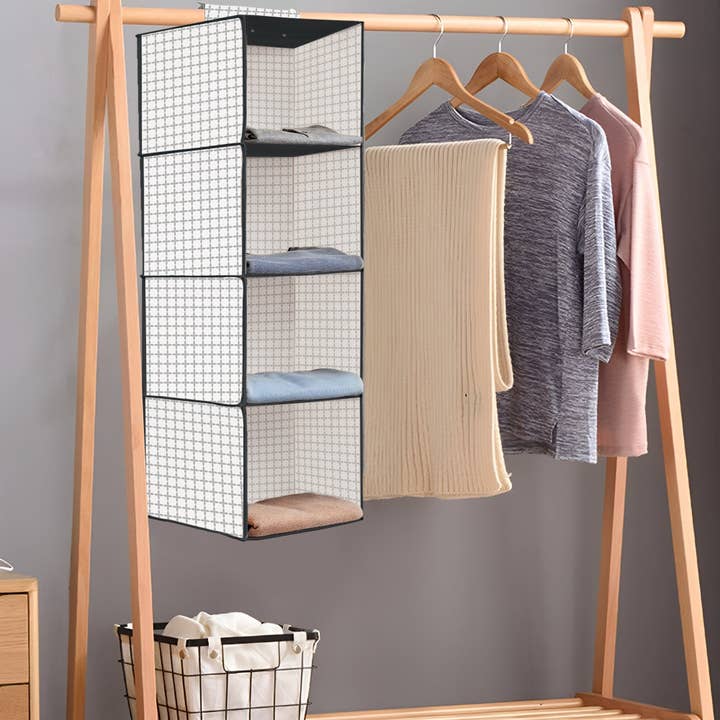 Ledsone - Wholesale Clothes hangers - Fabric Hanging Storage with 5 shelf shelves Clothes Organizer ~532822