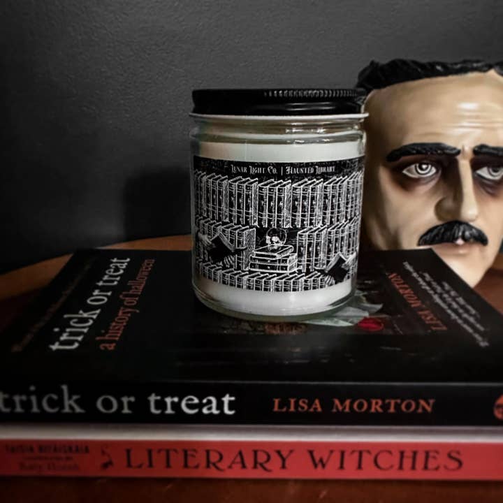 Lunar Light Co. - Wholesale Jar/Filled Candle - Haunted Library Goth Bookish Dark Academia Scented Candle1