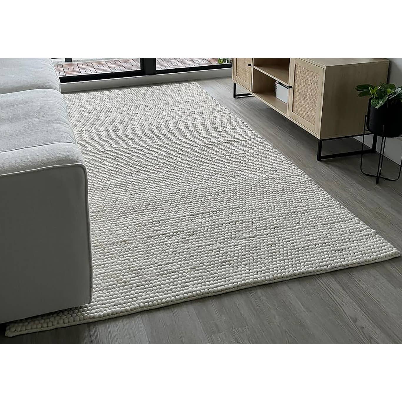 home mart goods - Wholesale Area Rug - Ivory Cream Chunky Beads Hand-Woven Handmade Wool Rug3
