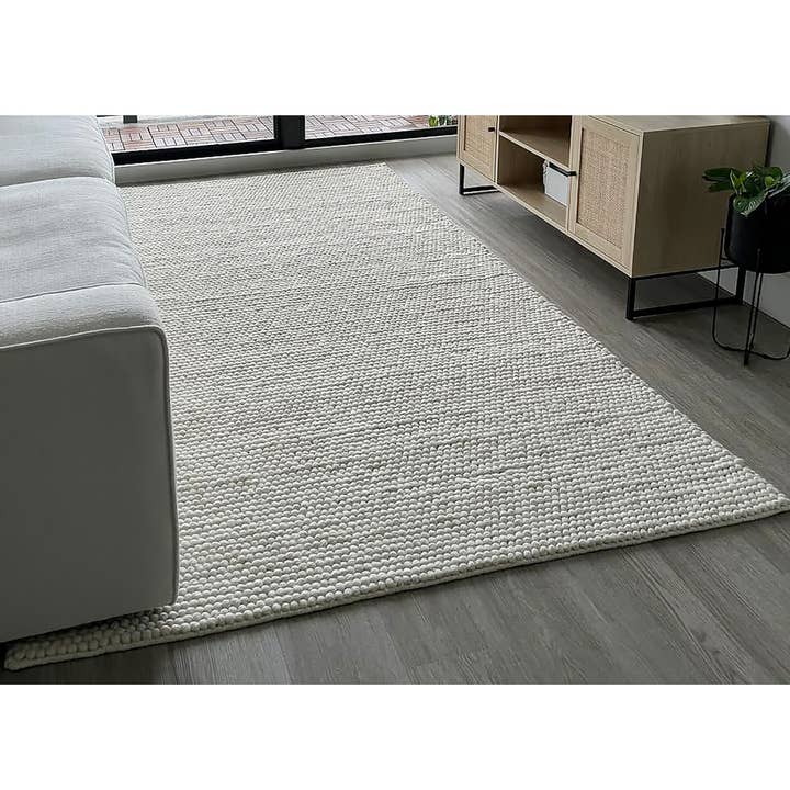 home mart goods - Wholesale Area Rug - Ivory Cream Chunky Beads Hand-Woven Handmade Wool Rug3
