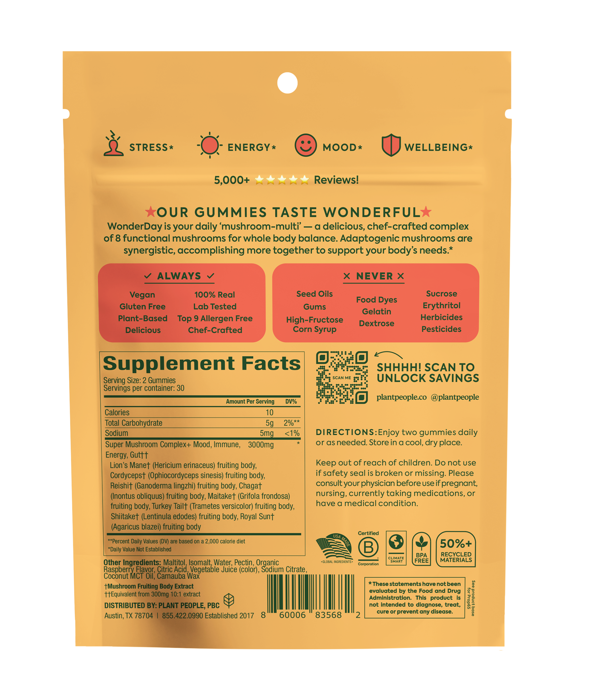 Plant People - Wholesale Oral Supplement/Vitamin - WonderDay - Super Mushroom Gummies1