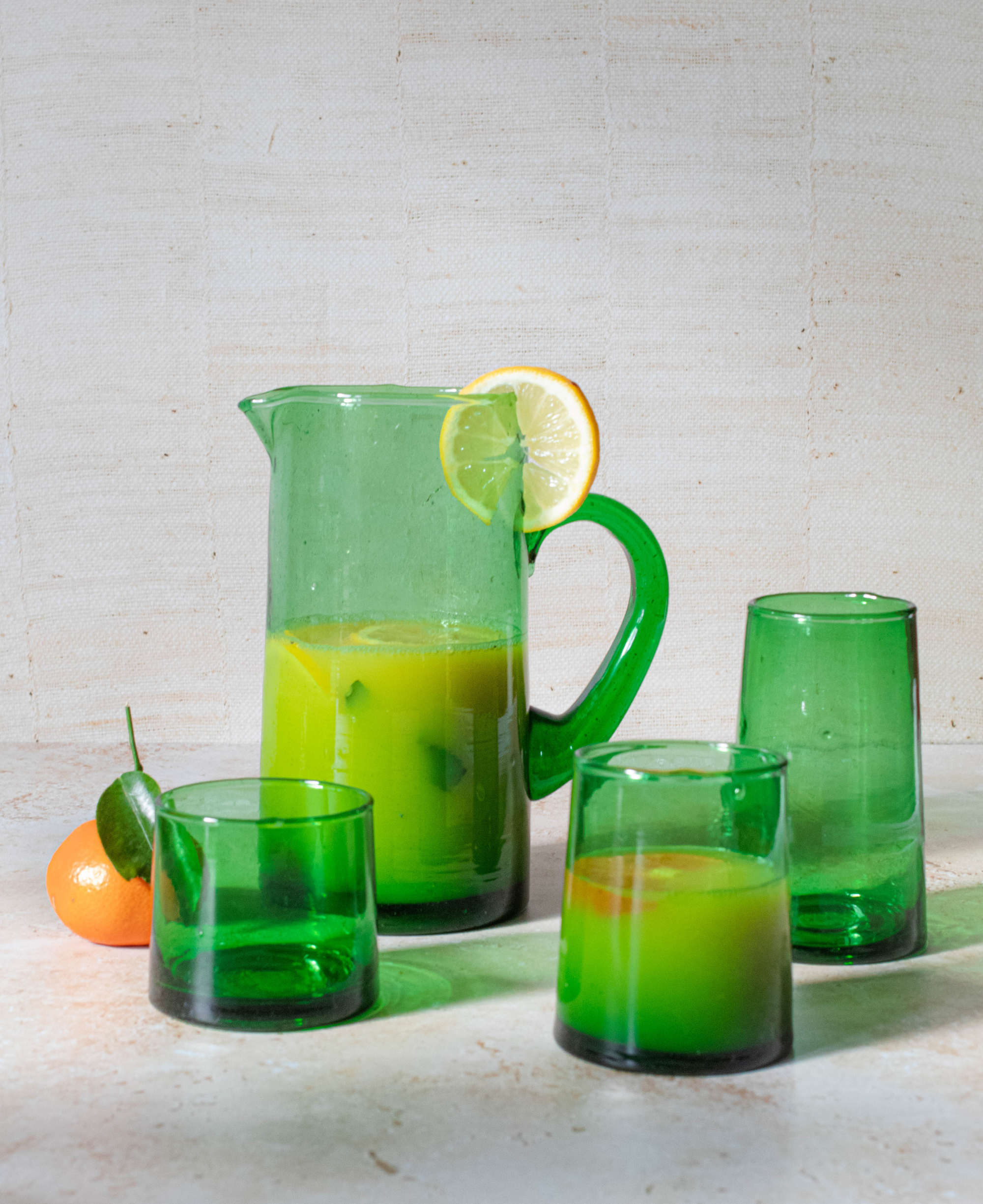 Maison Berber – wholesale Jug – Recycled Moroccan Glass Beldi Water Jug - Green2