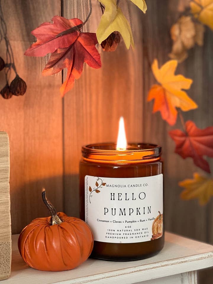 Hello Pumpkin - HARVEST Candle - Fall/ Autumn Candle - Amber for wholesale by Magnolia Candle Company