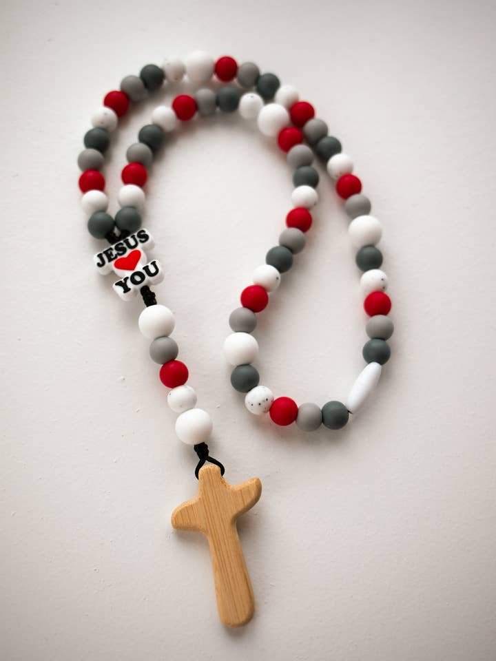 Jésus t'aime bébé chapelet | Cadeau de baptême | Cadeau catholique pour la vente par Abundantly Yours