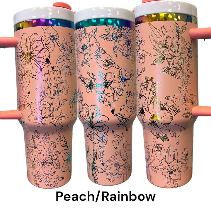 40oz F.U. Floral Wrap Laser Engraved Tumbler for wholesale by Crafty AF Studio