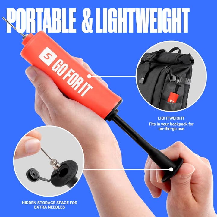 Sportbit - Wholesale Sporting Accessories - SPORTBIT Ball Pump for Sports Balls - Air Pump for Balls with 5 Needles, Basketball Pump, Soccer Ball Pump, Volleyball Pump, Football Pump