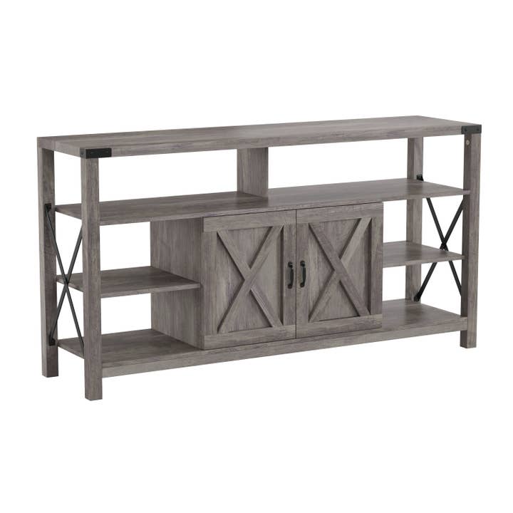 60" Coastal Gray TV Stand with Storage Shelves for wholesale on Faire1