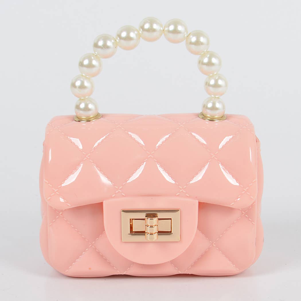 3AM BY H&D ACCESSORIES - Wholesale Top Handle Bag - Women's - Jelly Shiney Mini Bag W Imitation Pearl Handle9