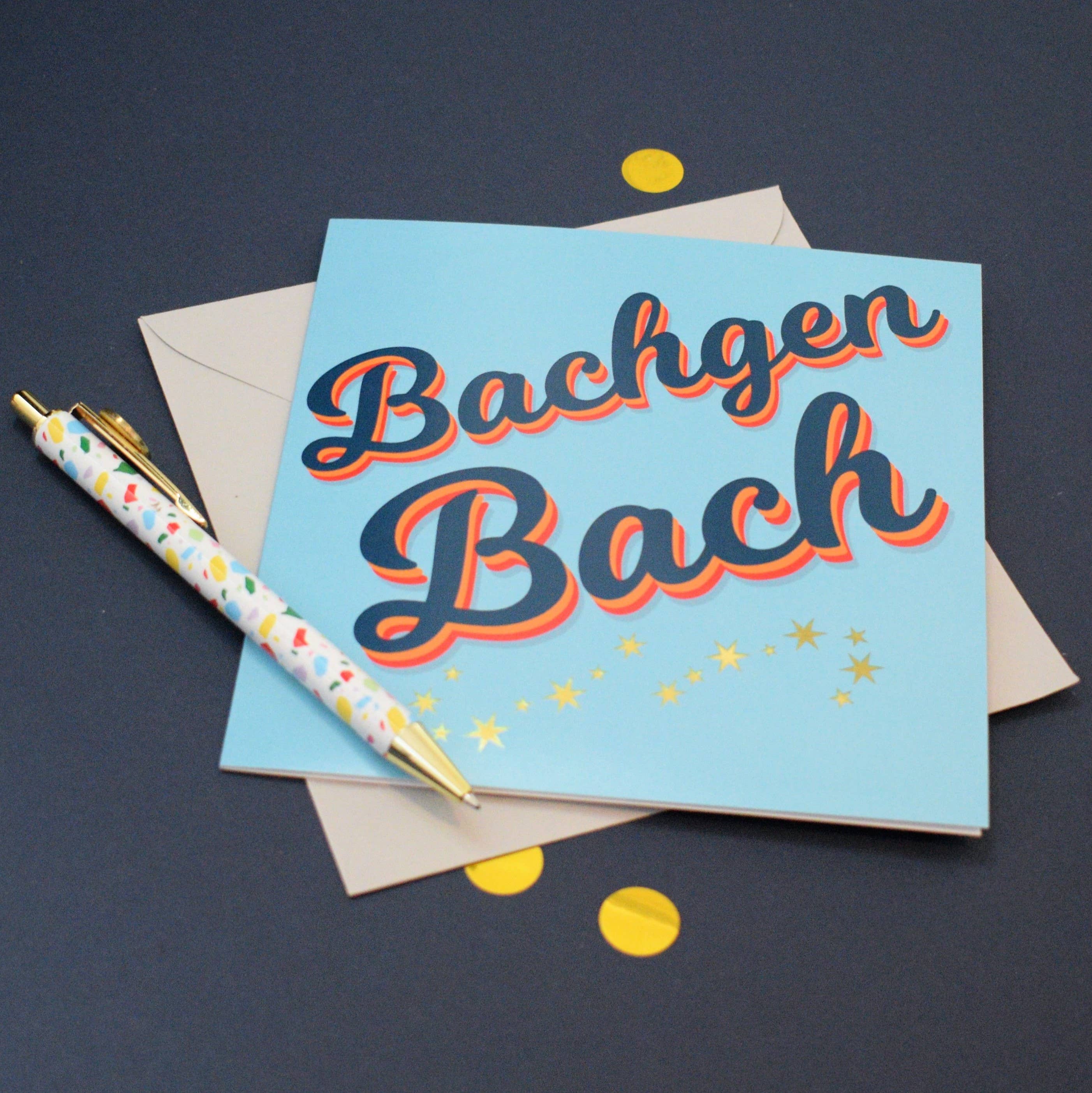 Claire Giles Ltd – wholesale Baby card – Welsh Baby Boy Card, Bachgen Bach, with gold foil1