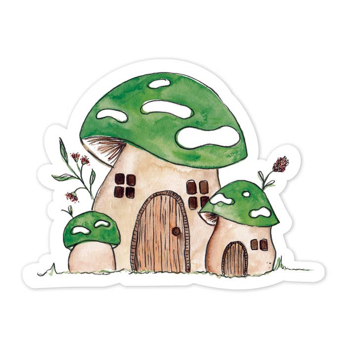 Adesivo Casa Fungo Verde per la vendita all'ingrosso da parte di littlehoothoot
