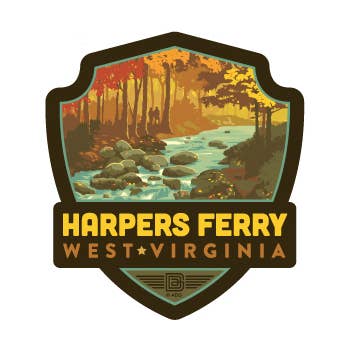 Harpers Ferry WV Deep Creek Emblem Sticker for wholesale by Tourist Courts
