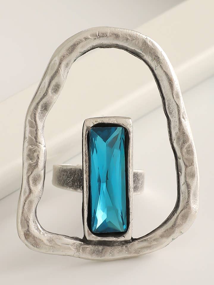 Silver Plated Women Blue Stone Ring for wholesale by BUBU BY TEKIN SHOP