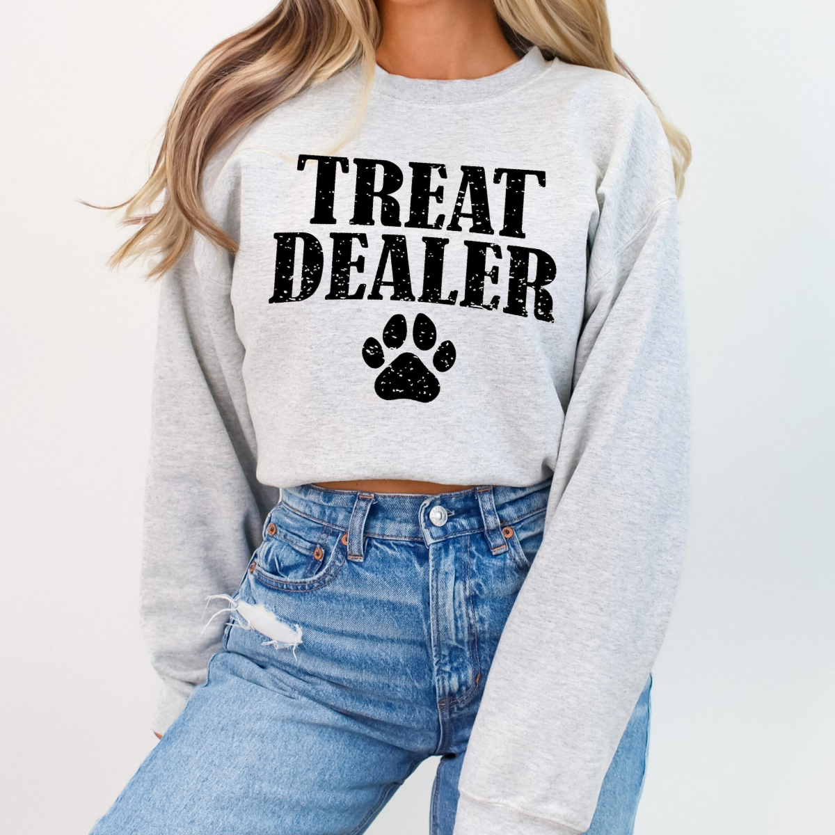 Desert Raine - Wholesale Graphic Sweatshirt - Women's - Treat Dealer Dog Crewneck Sweatshirt 1