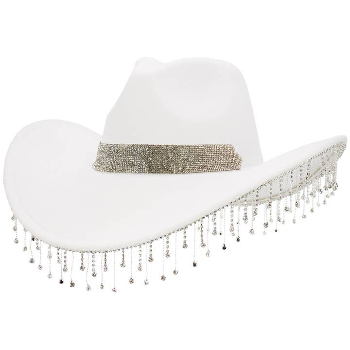 Cap Zone - Wholesale Cowboy Hat - Women's - Crystal Band Bling Rhinestone Fringe Cowgirl Ha5