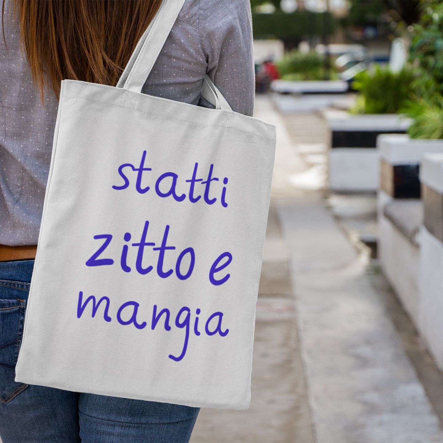 After Five Designs – wholesale Tote bag – Unisex – Shut Up & Eat Italian Funny Grocery Tote Bag3