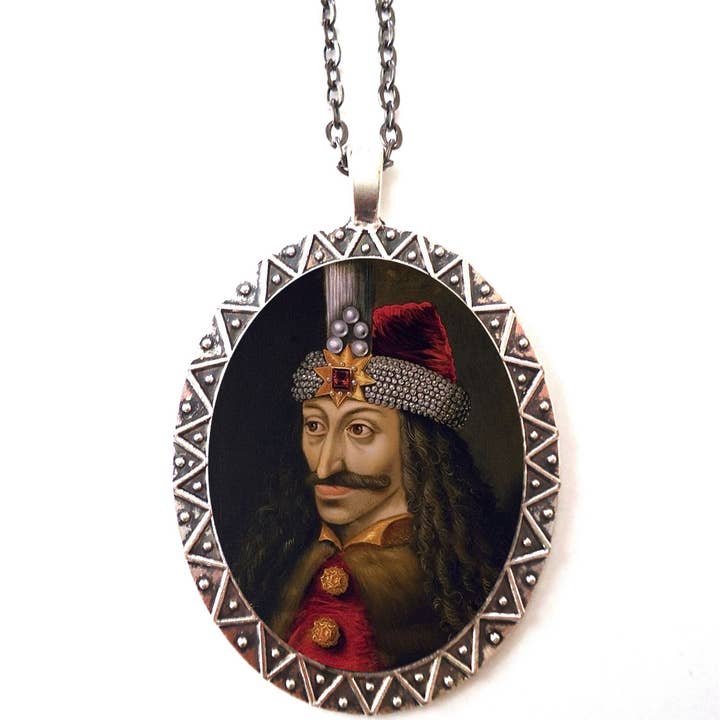 Vlad the Impaler Necklace Pendant Silver Tone - Vampire Dracula Goth Horror Dark Art Creepy for wholesale by FringePop