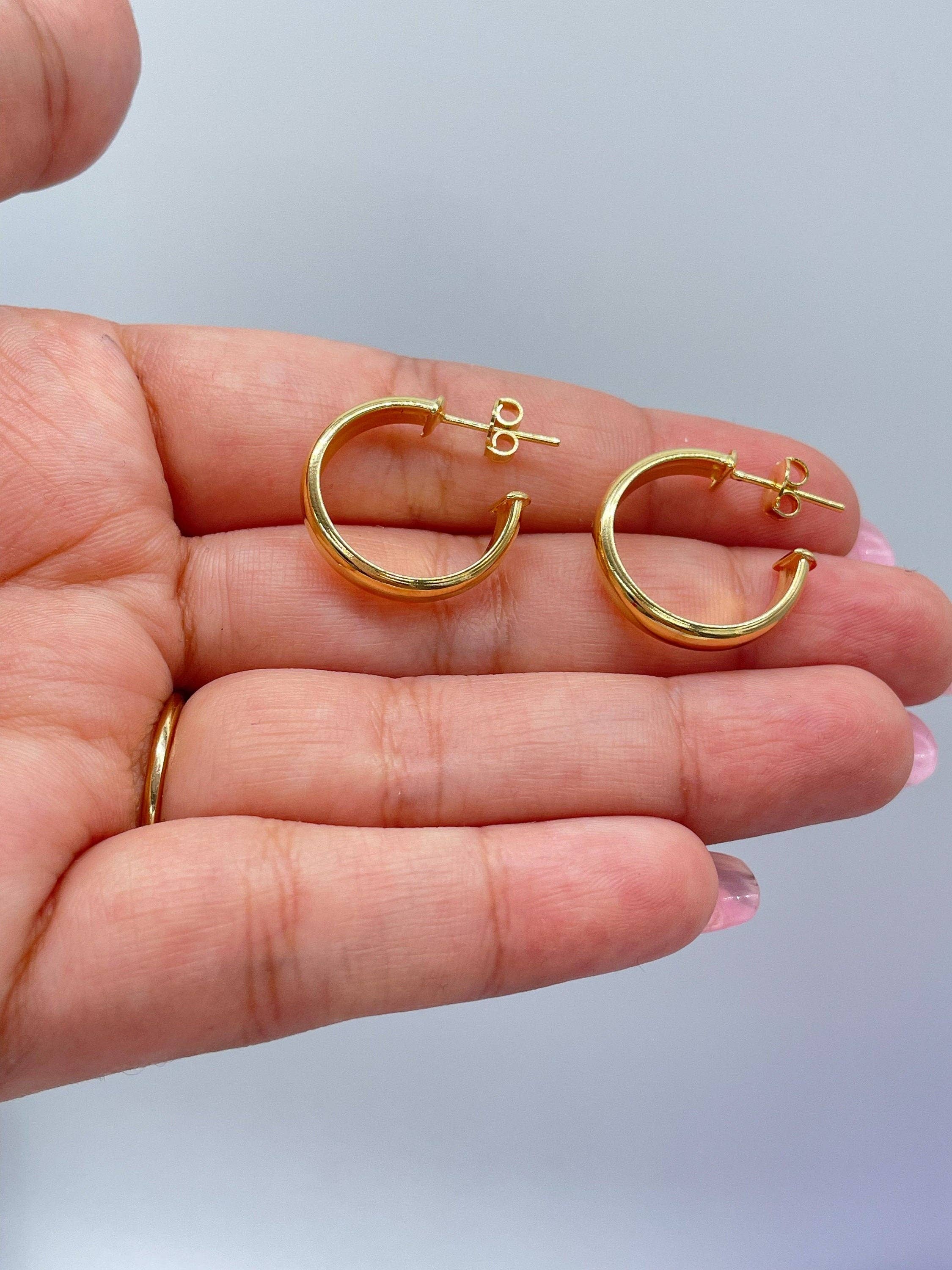 Milie – wholesale Hoop earrings – 18k GF Plain Flat Thin Dainty Hoop1