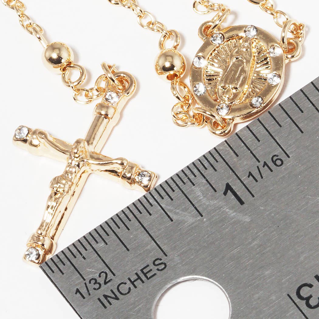 Fashion City - Wholesale Ketting met gebedskralen - Goudverguld rozenkransketting6