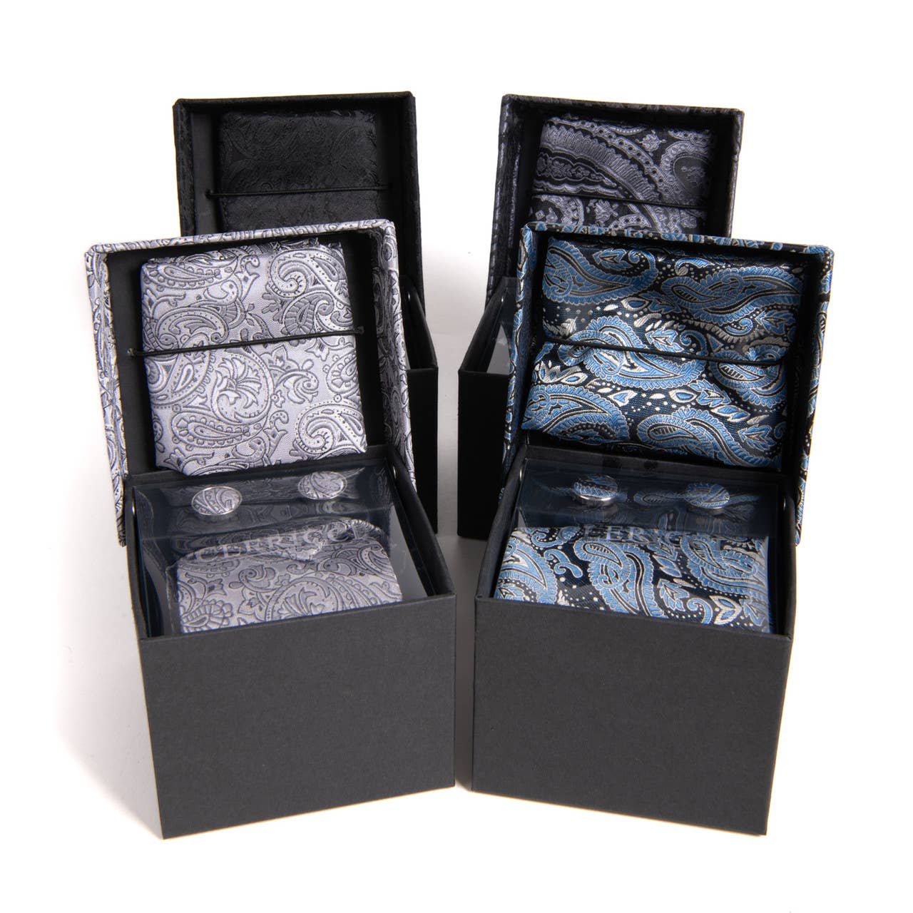 Selini New York - Wholesale Suit Set - Men's - 12pc Paisley Poly Woven Tie, Hanky & Cufflink Set4