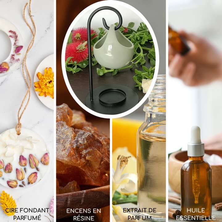 Zen'Arôme - Wholesale Oil warmer - Wrought iron incense burner with suspended ceramic bowl Seis3