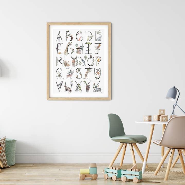 Animal Alphabet Poster / Nursery decor / ABC Art / Baby Art for wholesale by Fox & Crow Paper co.