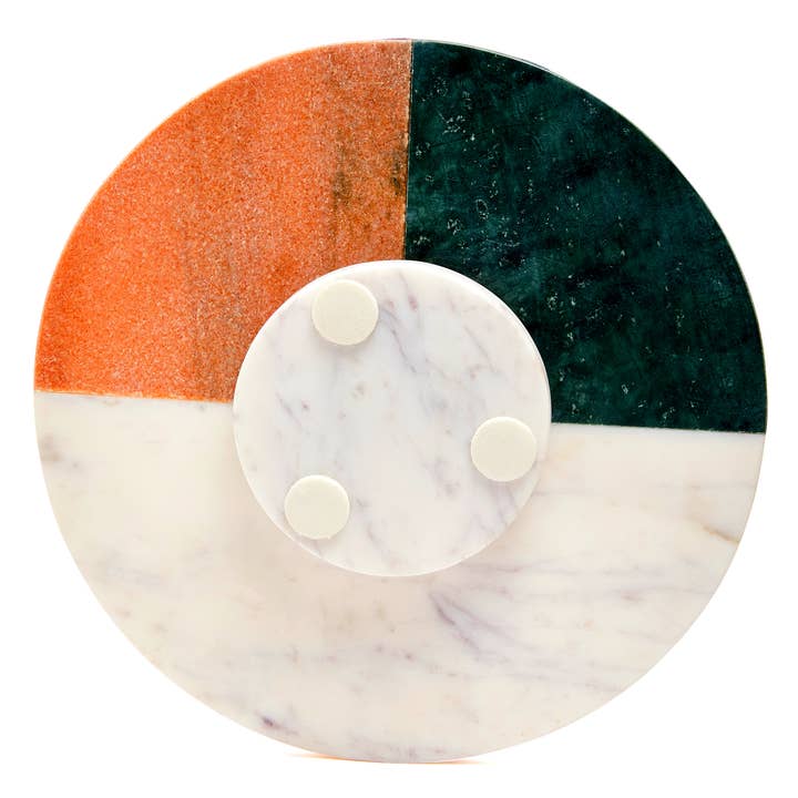 Lexi Home - Wholesale Lazy Susan - Swirl & Serve 12" Rotating Marble Lazy Susan in Pink Green