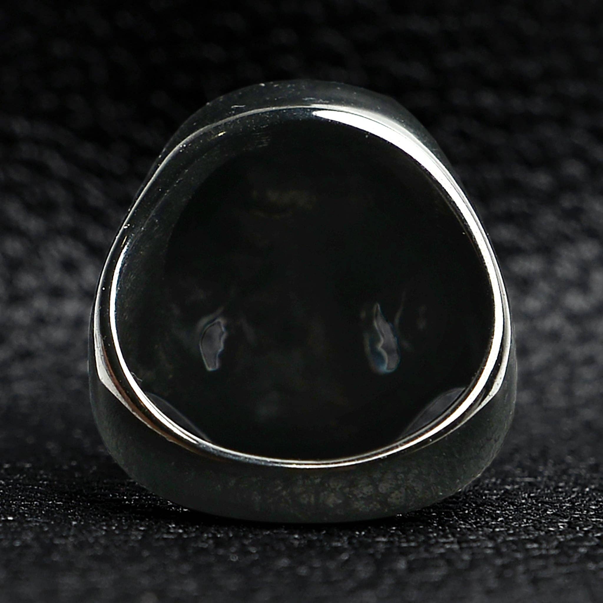 WJW - Wholesale Cocktail/Statement Ring - Black Grinning Skull Stainless Steel Ring4
