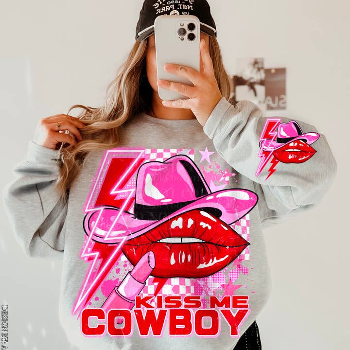 Kiss Me Cowboy Crewneck for wholesale by Gabbie Co.