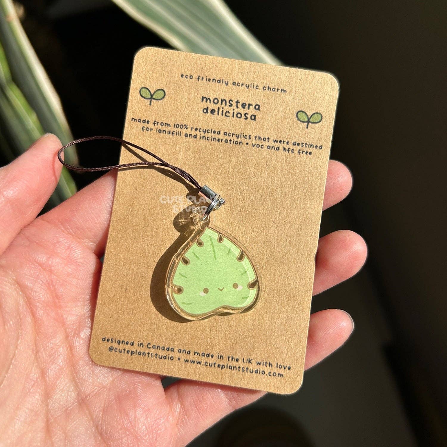 Cute Plant Studio - Vente Breloques/médailles personnalisées - Porte-bonheur de téléphone Philodendron Vert3